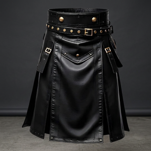 Kilt Gladiador de Piel Sintética Hecho a Mano con Estampado Digital en Relieve para Hombre, Estilo Gótico Steampunk, Cosplay, Ajuste Regular, En Stock, Moda Global - Product Image 3
