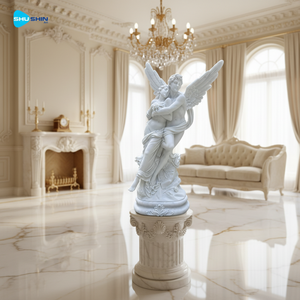 Scultura in Marmo Fatta a Mano di Cupido e Psiche, Design Europeo per Decorazione di Giardini, Chiese e Hotel, Statue d'Angelo in Stile Romano - Product Image 3