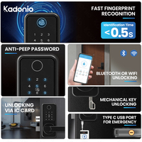 Cerradura Inteligente Kadonio Modular para Puerta, con Panel de Seguridad, Entrada Electrónica sin Llave, Tarjeta Wifi, Código Digital y Huella Dactilar