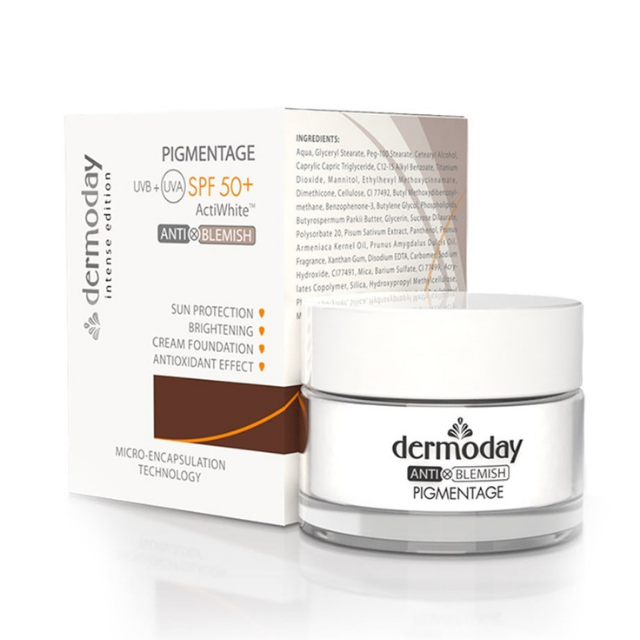 Dermoday Pigmentage SPF 50+ Anti-Wrinkle Anti-Blemish 4-in-1 Brightening Sunscreen Cream 50ml Foundation Effect Tinted Skin