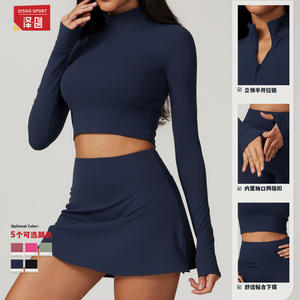 Disko Sport - Top de Yoga para Mujer, Manga Larga, Cierre de Cremallera de un Cuarto, Color Sólido, Secado Rápido, Ropa Deportiva DCX8796 - Product Image 2