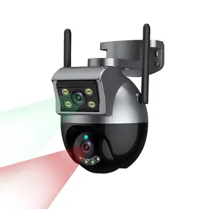 2024 Best Verkopende Ptz Beveiligingssysteem Dual Lens Wifi 4G Sim Kaart Buiten 4mp Cctv Camera