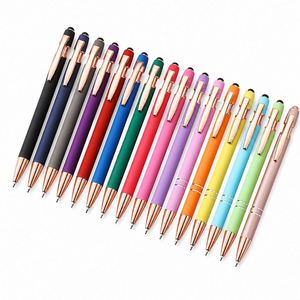 <b>Pens</b> With Custom Logo Metal Soft Touch Screen <b>Pens</b> Rose <b>Gold</b> for Mobile Phone <b>Pen</b> with logo Rubber Grip - Product Image 1