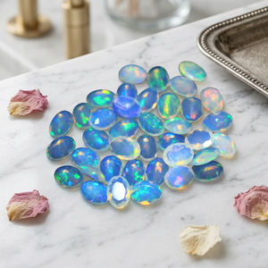 Transparent Blue Opal Natural Loose <b>Stone</b> Gemstone Cabochon 10x12mm Oval Cut Super Fine Quality From Rajasthan by Hasnain <b>Gems</b> - Product Image 1