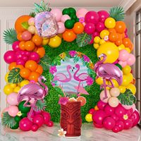 Kit d'arche de ballons Aloha Tropical Hawaïen, feuilles de Monstera, ananas et flamants roses en aluminium, décorations pour fêtes d'anniversaire, thème été, Luau, plage, piscine