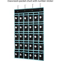 Organizador de bolsillos de PVC para el aula, soporte para teléfonos móviles y calculadoras, almacenamiento colgante para pared/puerta, organizador de teléfonos.