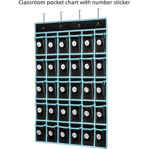 Organizador de bolsillo para el aula, soporte para teléfonos celulares y calculadoras, para almacenamiento en el aula, colgante de pared o puerta, organizador para calculadoras y teléfonos. - Product Image 3