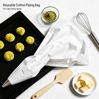 Kantong Pipa Kue Katun Reusable dengan LOGO Custom untuk Dekorasi Kue Krim Mentega, Cupcake, Perlengkapan Dapur dengan Gantungan