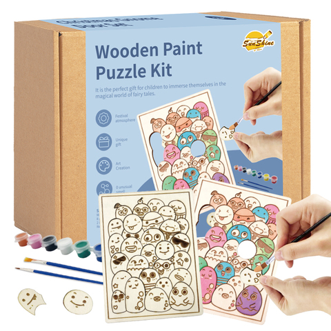 2026 Wooden Oval Blank Wooden Painting Puzzle Set Educational Kids Toy