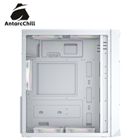 AntarcChill White Mid Tower ATX Gaming Computer Case Mesh Front Panel USB3.0 High Airflow Cooling Chassis Side Panel Window