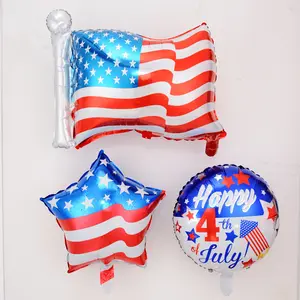 Воздушный шар с пятиконечной звездой с национальным флагом, круглый шар из алюминиевой фольги, праздничное украшение для вечеринки, День Независимости