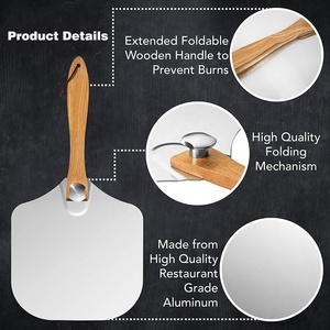 Pala para <span class=keywords><strong>Pizza</strong></span> Plegable de Aluminio con Mango de Madera, 12 x 14 Pulgadas, con Cubierta Protectora para <span class=keywords><strong>Pizza</strong></span> Casera - Product Image 3