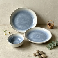 Vaisselle en céramique EKA peinte à la main, dégradé bleu de luxe, assiettes et bols en poterie à glaçure réactive pour la décoration haut de gamme de la maison et des mariages