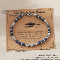 Bracelets perlés en acier inoxydable pour femmes, breloques alphabet, bracelet en pierres naturelles, bijoux lettres cœur