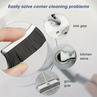 Brosse de nettoyage pour joints de carrelage, cuisine et toilettes, à poils durs, manche long, pour espaces étroits et angles difficiles, en PP