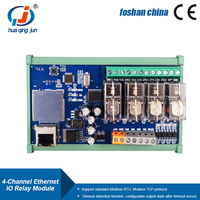 Módulo de Relé Ethernet de 4 Canales Huaqingjun, Módulos de Entradas y Salidas RJ45 Modbus TCP LAN IO para PLC