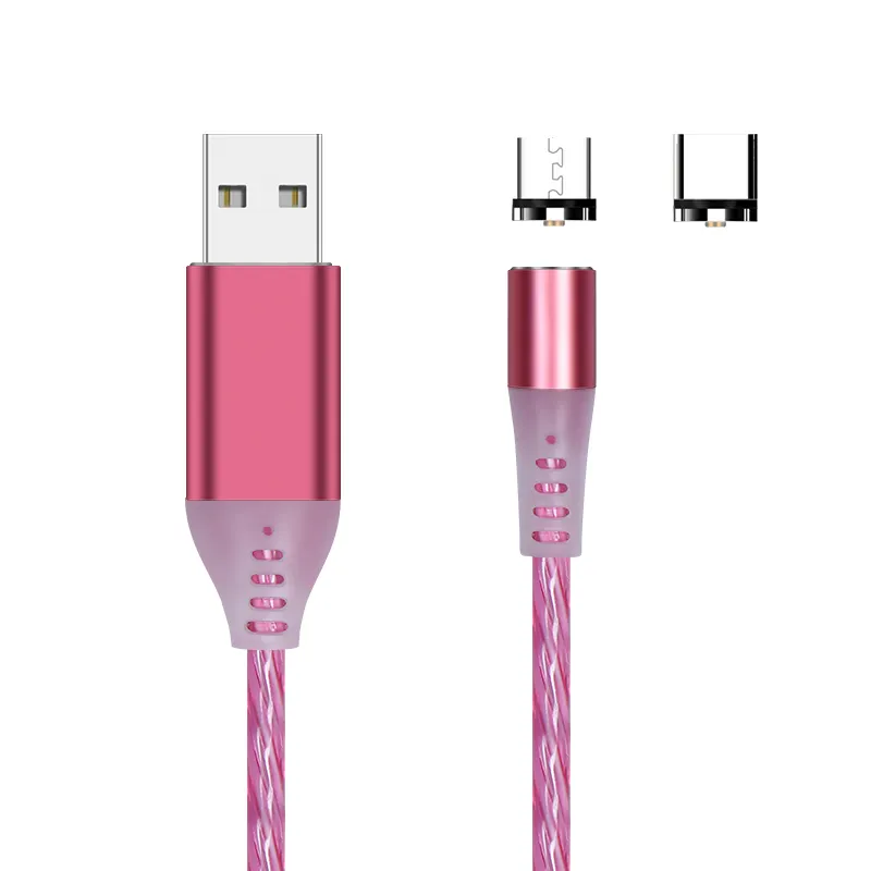 Cargador magnético luminoso para teléfono móvil, cable usb de carga magnética, giro de 360 grados, para todos los teléfonos