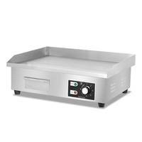 Plaque de cuisson électrique professionnelle à plateau plat avec bouton de température réglable et voyants d'indication de puissance et de chauffe pour la restauration rapide