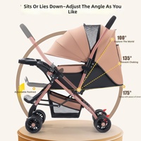 Poussette bébé double sens, position assise ou allongée, pliable, légère, vue haute, pour bébés de 0 à 3 ans.
