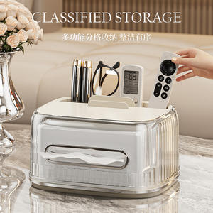 Boîte à mouchoirs transparente haut de gamme avec fonction d'organisation pour le rangement sur le bureau à la maison ou au bureau, utilisation polyvalente - Product Image 3