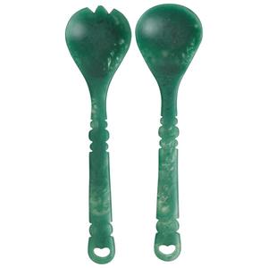 Juego de utensilios para servir ensalada de resina estilo americano, juego de cucharas para ensalada de resina verde bosque, vajilla de resina hecha a mano, cuchara para servir de resina. - Product Image 1