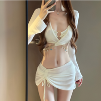 Ensemble de maillots de bain bikini 4 pièces sexy et respirant de haute qualité pour jeunes adolescentes de 18 ans avec contrôle du ventre, idéal pour la plage