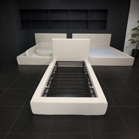 Ensemble trois pièces minimaliste carré rembourré, montage facile, cadre de lit double avec tête de lit