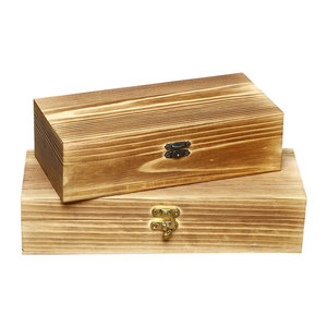Boîte de rangement rectangulaire en bois massif, petite boîte cadeau, boîte de rangement pour thé de style rétro simple avec couvercle pour éviter la poussière et la saleté. - Product Image 1