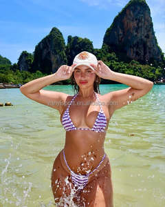 Maillot de bain deux pièces imprimé feuille de Bikini Micro Mini <span class=keywords><strong>Rasta</strong></span> avec logo personnalisé 2025 - Product Image 4