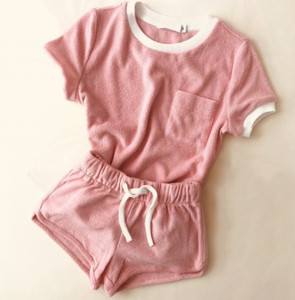 Ensemble en tissu French Terry court pour enfants et filles, dernière collection 2022 - Product Image 3