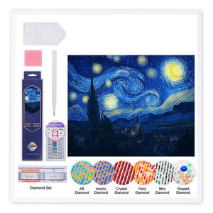 Kit de <span class=keywords><strong>pintura</strong></span> de diamante DIY de Arte Moderno, paisaje nocturno estrellado brillante, patrón impreso cuadrado para decoración de pared de niños para uso doméstico - Product Image 1