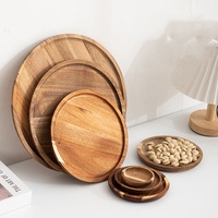 Accessoires de cuisine en bois d'acacia en gros-planche à découper ronde avec plateau de service
