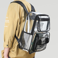 Sac à dos transparent en PVC tendance transfrontalier avec doublure en polyester, imperméable, grande capacité 20-35L, unisexe, pour l'école et les voyages