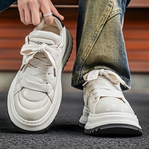 <span class=keywords><strong>Chaussures</strong></span> Homme Tendance Printemps 2026 Nouveauté Semelle Épaisse Rehaussante Blanches - Product Image 5