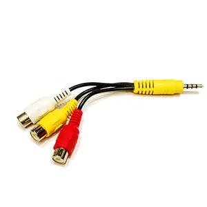 Penjualan Langsung Disesuaikan Kabel AV 3.5Mm Jack Ke 3RCA Kabel Audio Wanita untuk Kotak TV Stereo Ke Kabel RCA