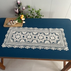 Nappe de table artisanale style crochet floral, largeur 40, style rétro nordique, pour tournages de films et de séries télévisées, petite et fraîche, pour TV - Product Image 1