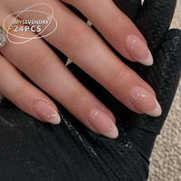 Ongles press-on ABS nude naturels, faux ongles en amande, nail art réutilisable pour usage quotidien, 24 pièces