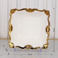 Assiette et bol de service en porcelaine de luxe, style moyen-oriental, bordure dorée