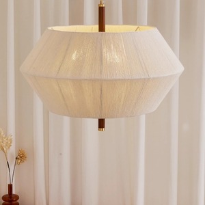 Japanese <b>Style</b> Chandelier Woven Cotton Thread Solid Wood Round E27 LED Light 30cm 45cm 60cm For Bedroom Study Tea Room - Product Image 2