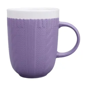 मिश्रित रंग कटोरा आकार केबल बुना हुआ सिरेमिक स्वेटर मग कॉफी चाय कप स्वेटर मग