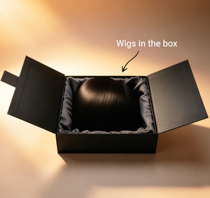Caja de Empaque Magnética de Lujo para Pelucas con Logotipo Personalizado, Caja Rígida de Papel Negro Mate con Logotipo en Lámina Rosa y Forro de Satén para Pelucas de Cabello Humano - Product Image 2