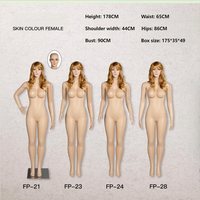 Maniquí de plástico de cuerpo completo con busto grande y color de piel simulado para escaparates y exhibición de ropa