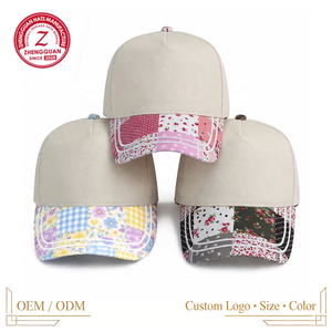 Gorras de Béisbol de 5 Paneles al por Mayor, Gorras Personalizadas con Parches Florales, Tela de Algodón, Gorras Casuales para Exteriores con Cierre a Presión, Fabricante - Product Image 2