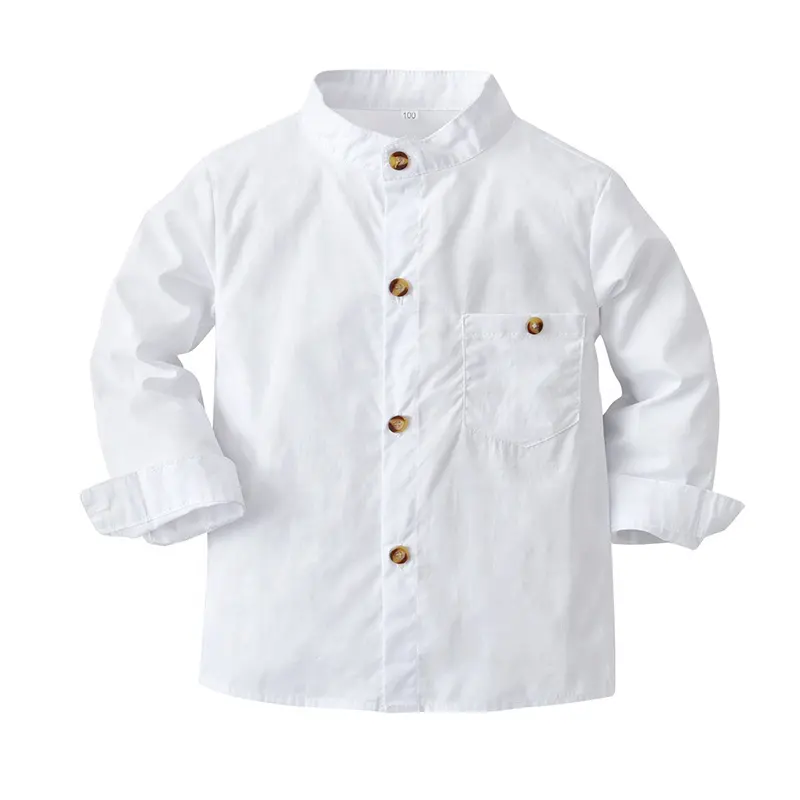 Wholesale Autumn Fashion Baby Boy Shirts Long Sleeve Cotton White Shirt Casual Kids Gentleman Dress Blouses Tops