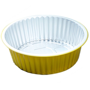 Recipientes de comida de papel de aluminio redondos dorados asequibles de alta calidad RE3G para la preparación de alimentos - Product Image 1