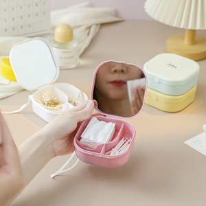 Portable Jewelry <b>Box</b> With Compartments For Travel And Desk Use In Pink Yellow Green White Colors - Product Image 2
