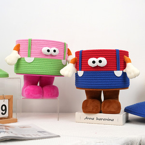 Panier de rangement pliable en corde de coton tissé pour la maison boîte de rangement pliante pour jouets d'animaux domestiques panier de rangement pour articles divers avec couvercle - Product Image 4