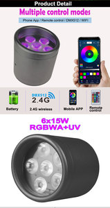 Ip65 Không Thấm Nước 6X15W Rgbwa + UV 6in1 Pin Không Dây LED Par Ánh Sáng DMX Wifi Cho Đám Cưới Sân Khấu Đảng - Product Image 5