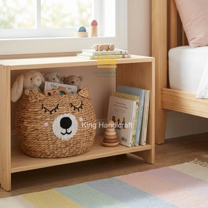 Panier de rangement tressé en jacinthe d'eau à prix abordable avec poignées pour enfants et bébés, organisateur de chambre à coucher - Product Image 5