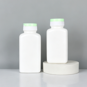 Flacon carré en plastique HDPE, bouchon à clapet bicolore, flacon vide pour comprimés, capsules, vitamines, compléments alimentaires, emballage pour produits de santé - Product Image 1
